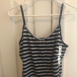 SO striped ruffle edge tank